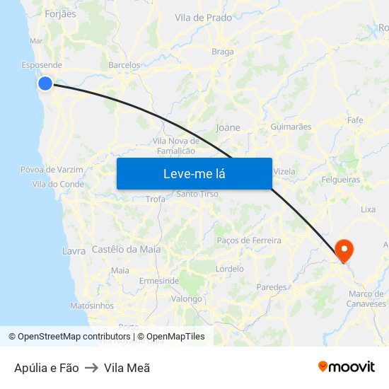 Apúlia e Fão to Vila Meã map