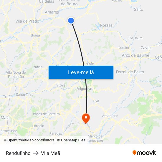 Rendufinho to Vila Meã map