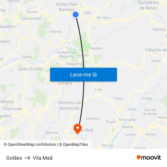 Golães to Vila Meã map