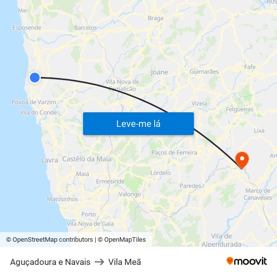 Aguçadoura e Navais to Vila Meã map