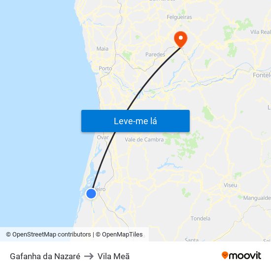Gafanha da Nazaré to Vila Meã map