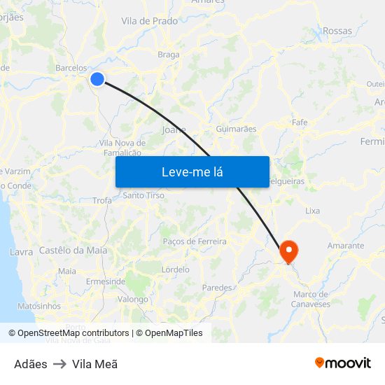 Adães to Vila Meã map