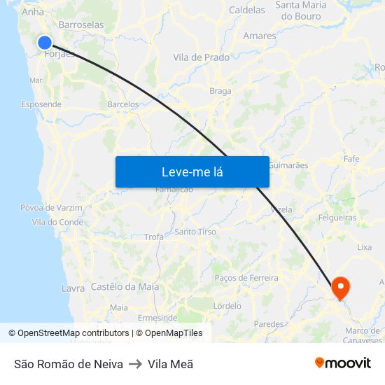 São Romão de Neiva to Vila Meã map