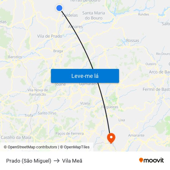 Prado (São Miguel) to Vila Meã map