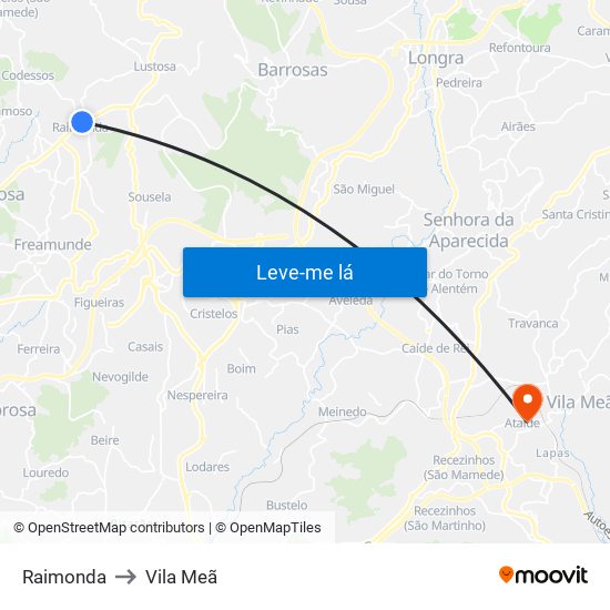 Raimonda to Vila Meã map