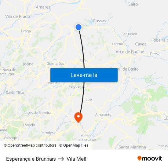 Esperança e Brunhais to Vila Meã map