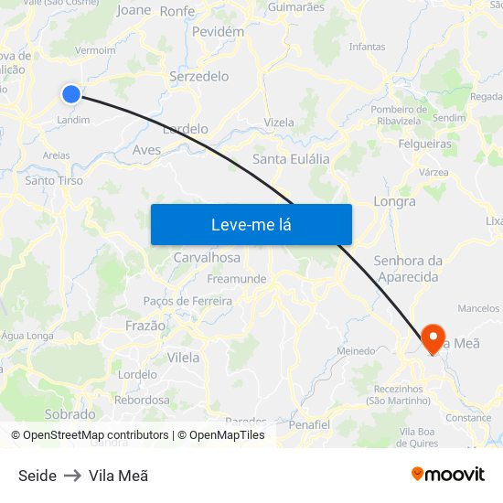 Seide to Vila Meã map