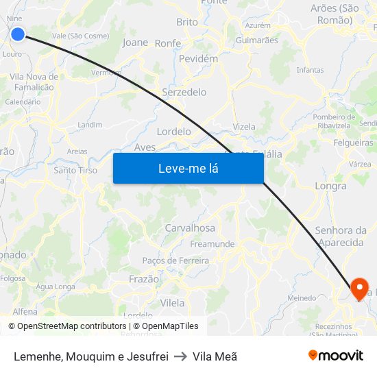 Lemenhe, Mouquim e Jesufrei to Vila Meã map