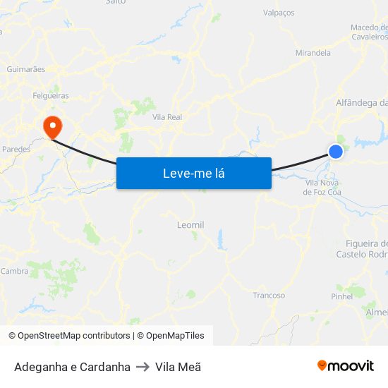 Adeganha e Cardanha to Vila Meã map