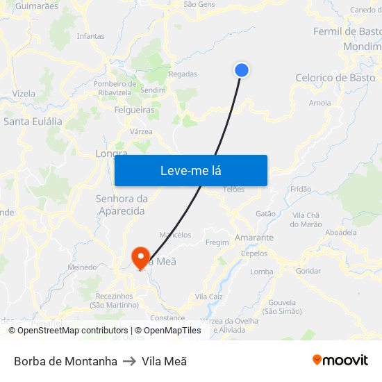 Borba de Montanha to Vila Meã map