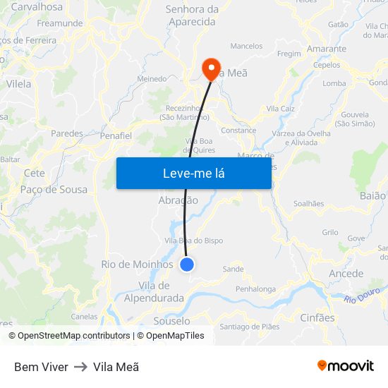 Bem Viver to Vila Meã map