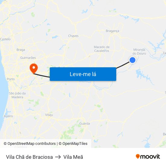 Vila Chã de Braciosa to Vila Meã map