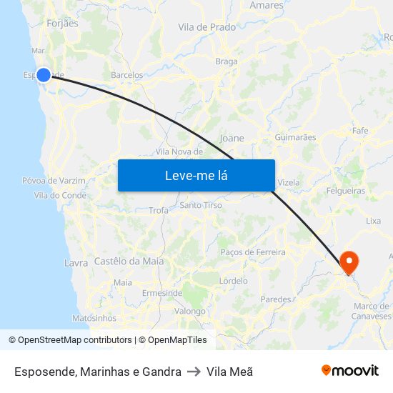 Esposende, Marinhas e Gandra to Vila Meã map