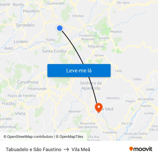 Tabuadelo e São Faustino to Vila Meã map