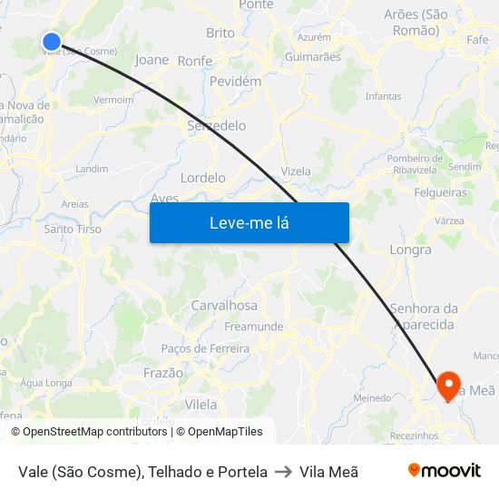 Vale (São Cosme), Telhado e Portela to Vila Meã map