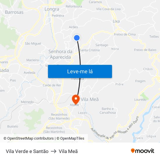 Vila Verde e Santão to Vila Meã map