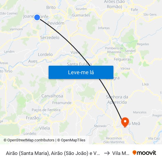 Airão (Santa Maria), Airão (São João) e Vermil to Vila Meã map