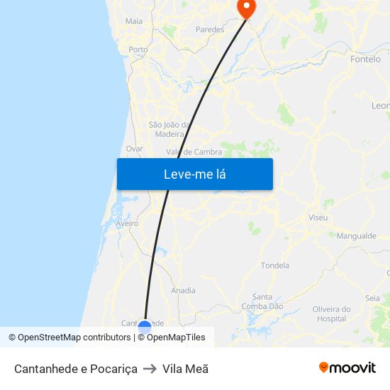 Cantanhede e Pocariça to Vila Meã map