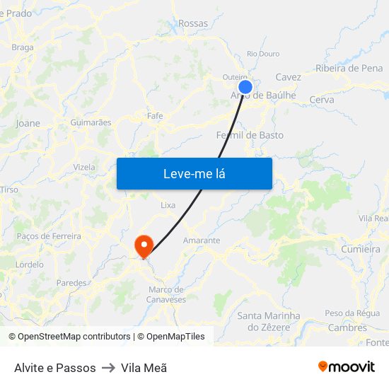 Alvite e Passos to Vila Meã map