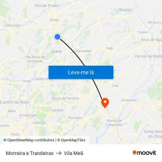 Morreira e Trandeiras to Vila Meã map