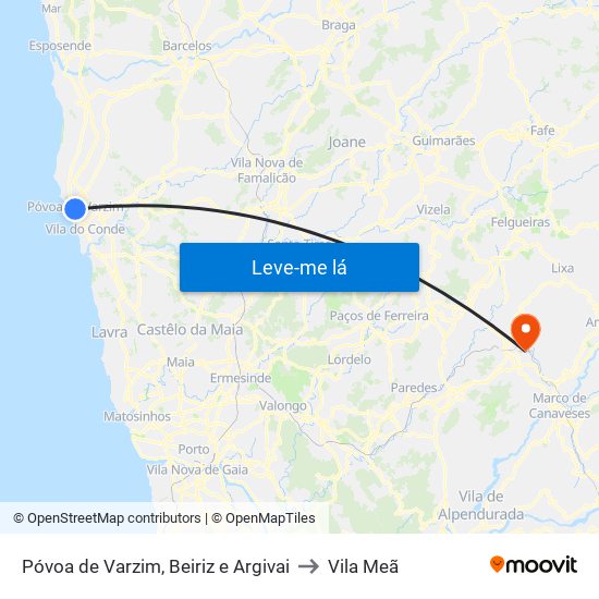 Póvoa de Varzim, Beiriz e Argivai to Vila Meã map