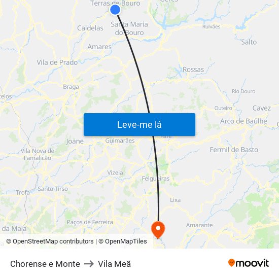 Chorense e Monte to Vila Meã map