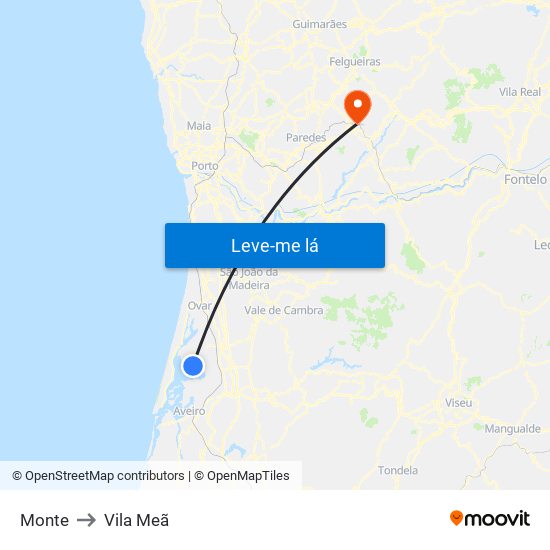 Monte to Vila Meã map