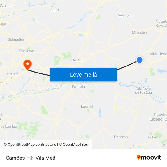 Samões to Vila Meã map