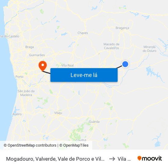 Mogadouro, Valverde, Vale de Porco e Vilar de Rei to Vila Meã map