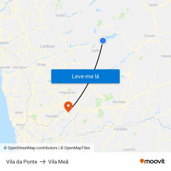 Vila da Ponte to Vila Meã map