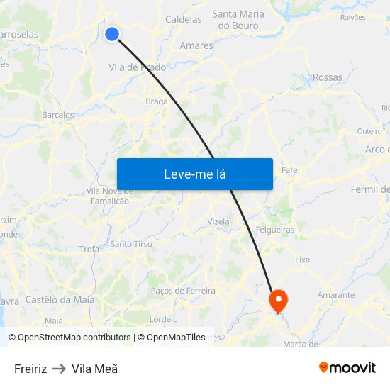 Freiriz to Vila Meã map