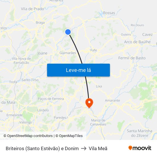 Briteiros (Santo Estêvão) e Donim to Vila Meã map