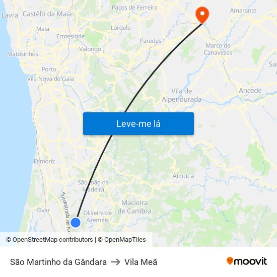 São Martinho da Gândara to Vila Meã map