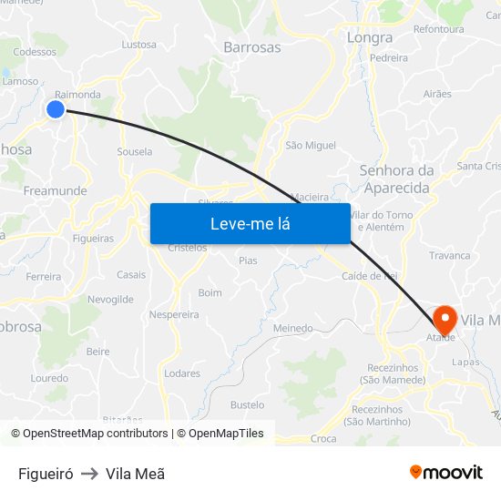 Figueiró to Vila Meã map