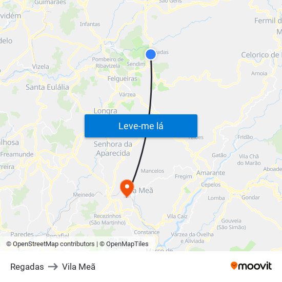 Regadas to Vila Meã map