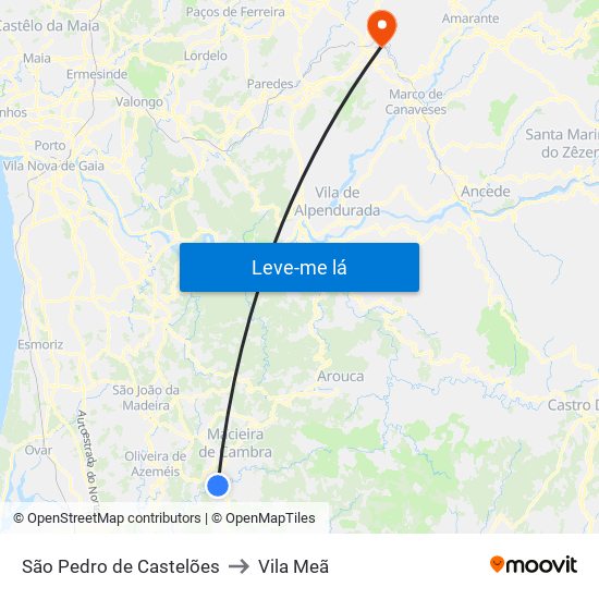São Pedro de Castelões to Vila Meã map