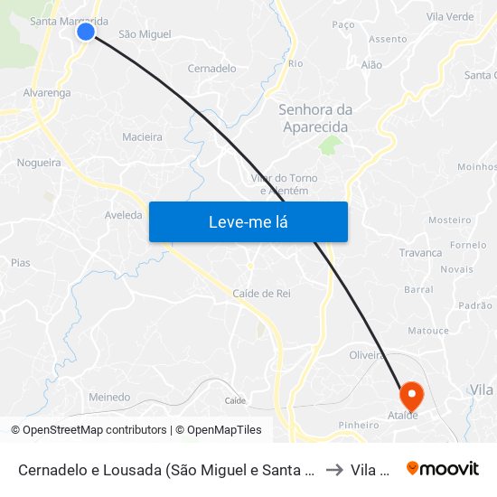 Cernadelo e Lousada (São Miguel e Santa Margarida) to Vila Meã map