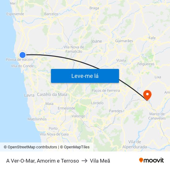 A Ver-O-Mar, Amorim e Terroso to Vila Meã map