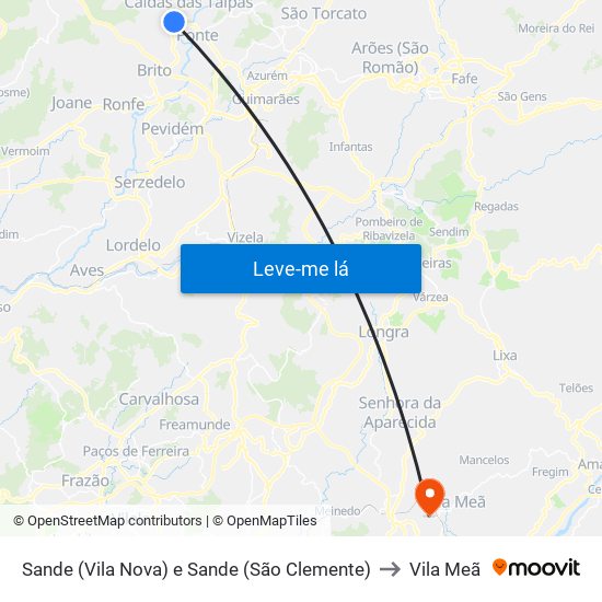 Sande (Vila Nova) e Sande (São Clemente) to Vila Meã map