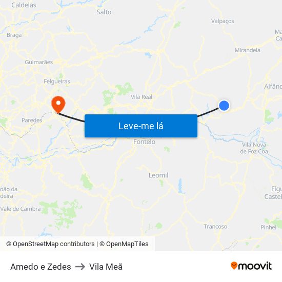 Amedo e Zedes to Vila Meã map