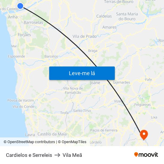 Cardielos e Serreleis to Vila Meã map
