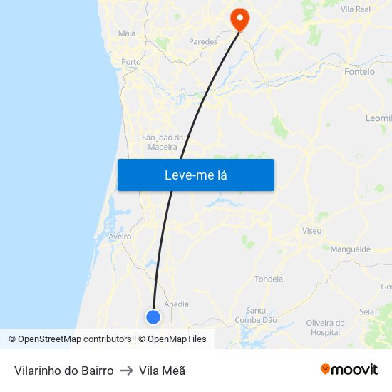 Vilarinho do Bairro to Vila Meã map