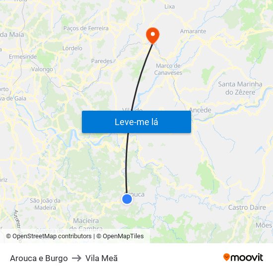 Arouca e Burgo to Vila Meã map