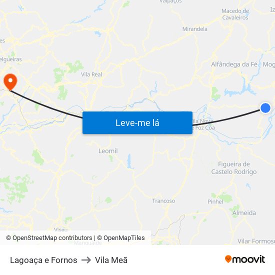 Lagoaça e Fornos to Vila Meã map