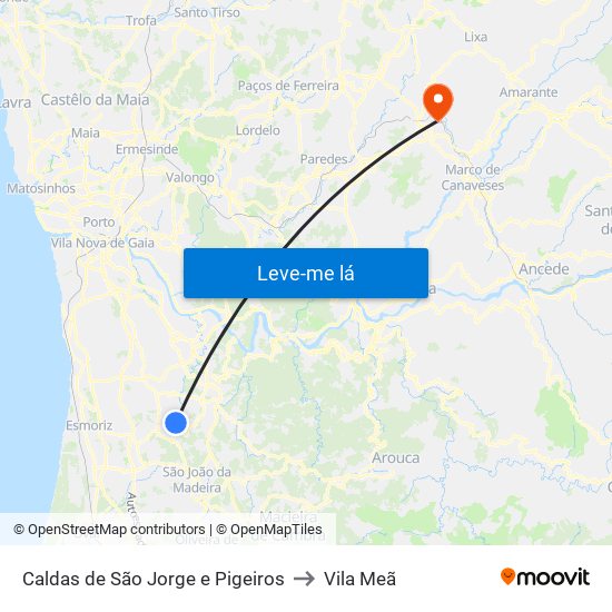 Caldas de São Jorge e Pigeiros to Vila Meã map