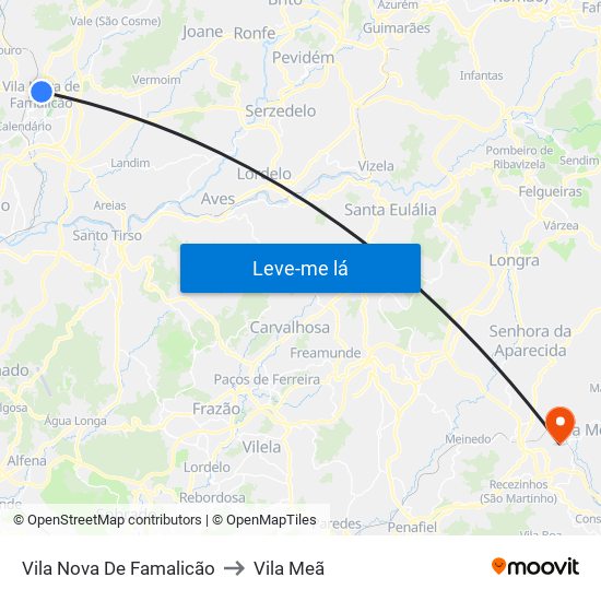 Vila Nova De Famalicão to Vila Meã map