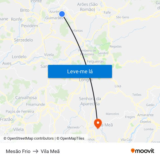 Mesão Frio to Vila Meã map