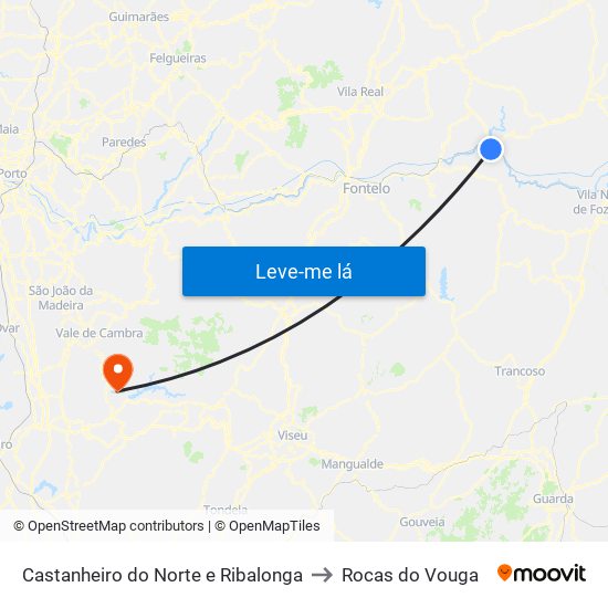 Castanheiro do Norte e Ribalonga to Rocas do Vouga map