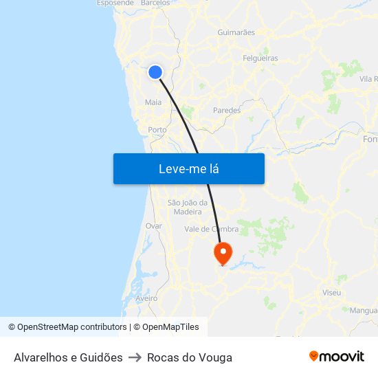 Alvarelhos e Guidões to Rocas do Vouga map