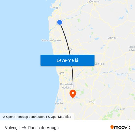 Valença to Rocas do Vouga map